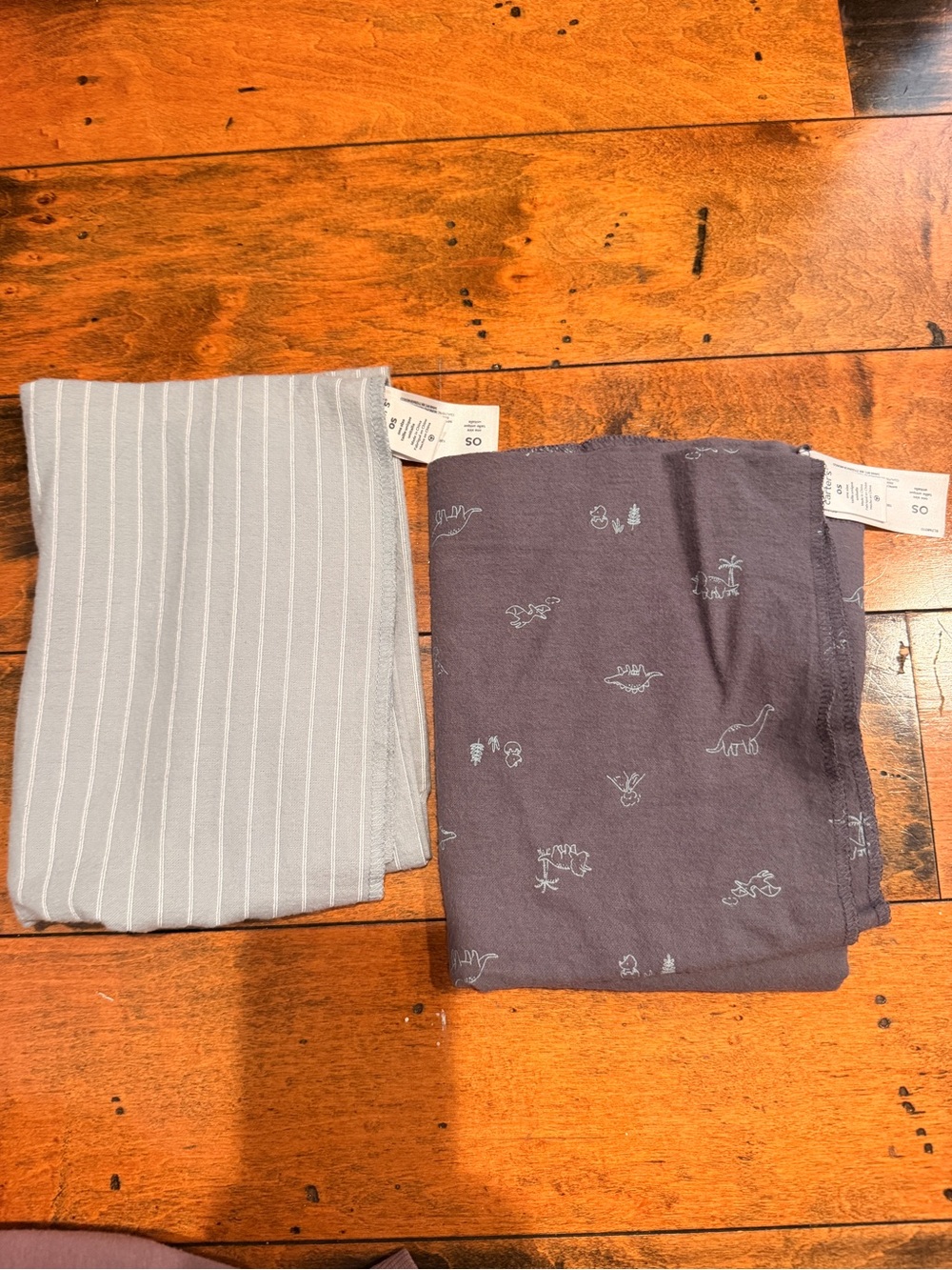 Carter's Gray Stripe and Charcoal Dino Baby Bibs